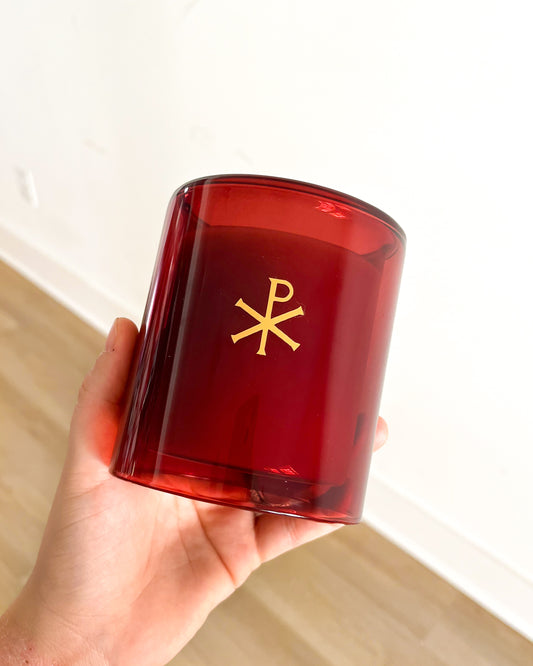 Luxe Chrism Catholic Candle - Pentecost Limited Edition glass - CLEARANCE