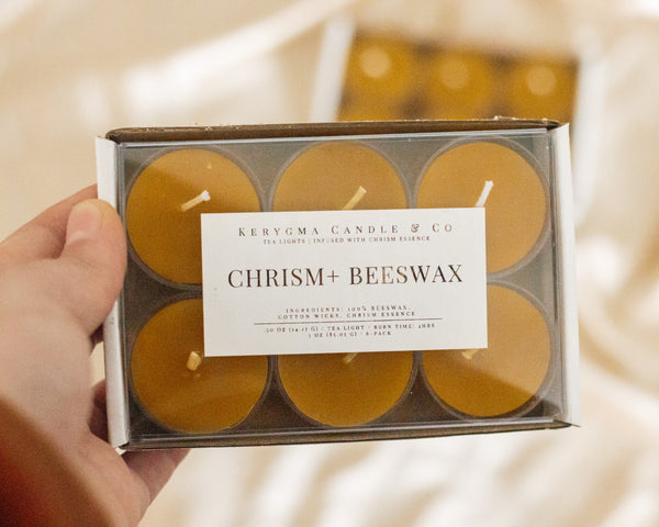 Chrism + Beeswax tea lights