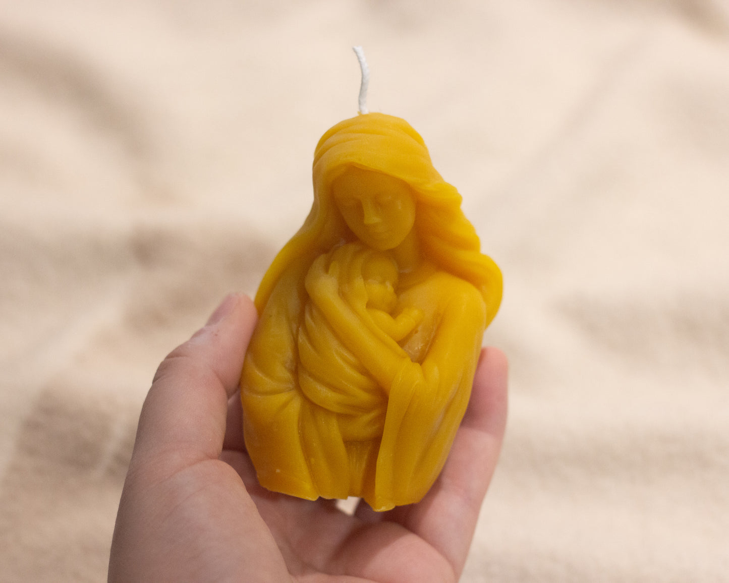 Maddona and Child 100% Beeswax Altar Candle